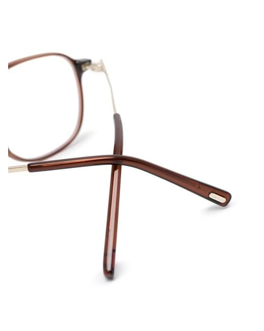 Tom Ford Brown Tortoiseshell Pilot-Frame Glasses for men
