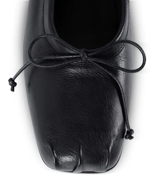 Ann Demeulemeester White Ballerines Paloma En Cuir De Veau À Ruban
