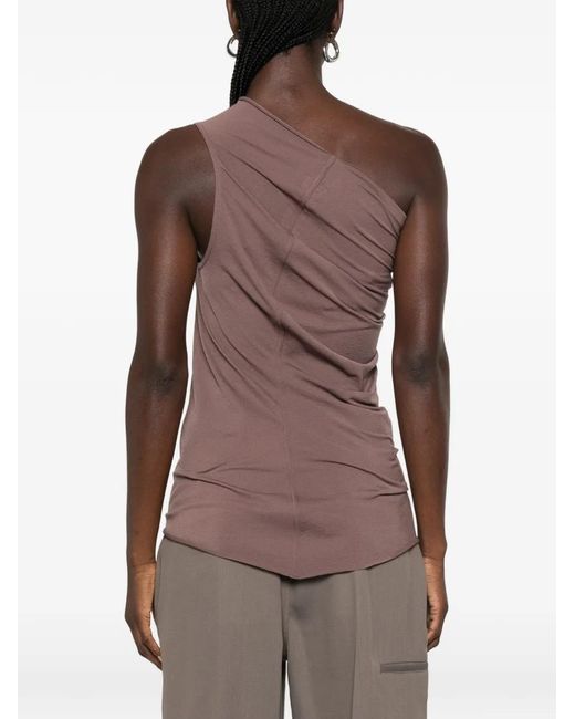 Rick Owens Brown Athena One-Shoulder Top