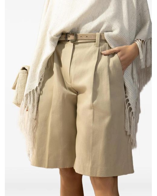 Brunello Cucinelli Natural Pleated Bermuda Short