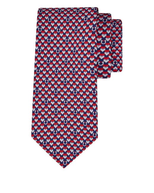 Ferragamo Purple Cravate À Motif Cœur Gancini for men