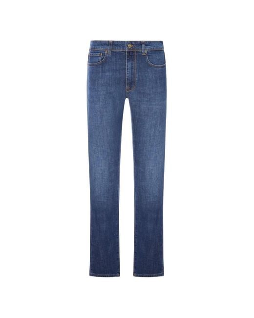 Incotex Blue Five-Pocket Straight-Leg Jeans for men