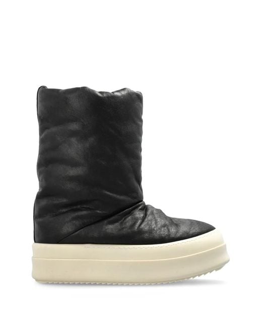 Rick Owens Black Mega Bumper Lunar Leather Ankle Boots