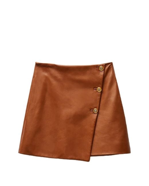 Versace Brown Nappa Plongé Mini Skirt