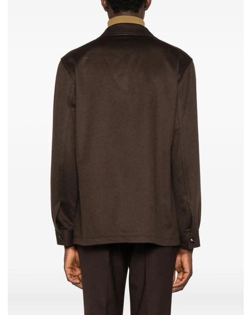 Tagliatore Brown Buttoned Chest-Pocket Shirt for men