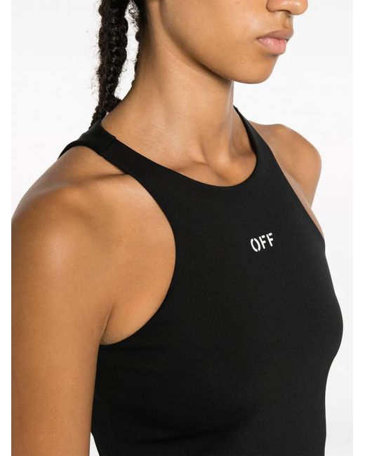 Off-White c/o Virgil Abloh Black Logo-Print Cropped Tank Top