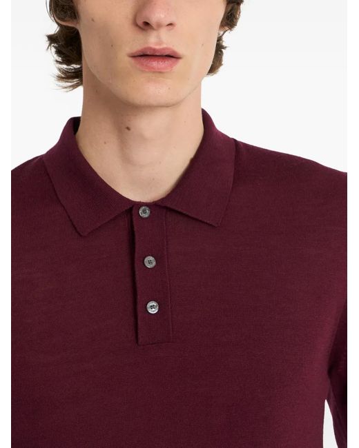 Pringle of Scotland Purple Buttoned Merino Wool Sweater for men
