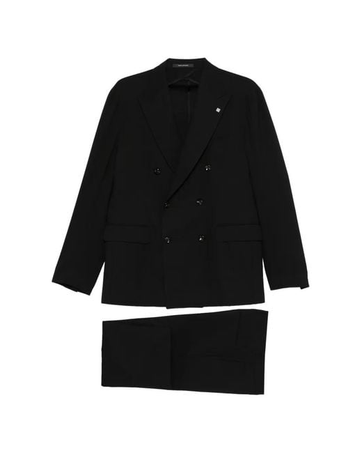 Tagliatore Black Double-Breasted Suit for men