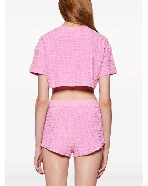 Givenchy Cropped T shirt In 4g Cotton Towelling Jacquard in Pink