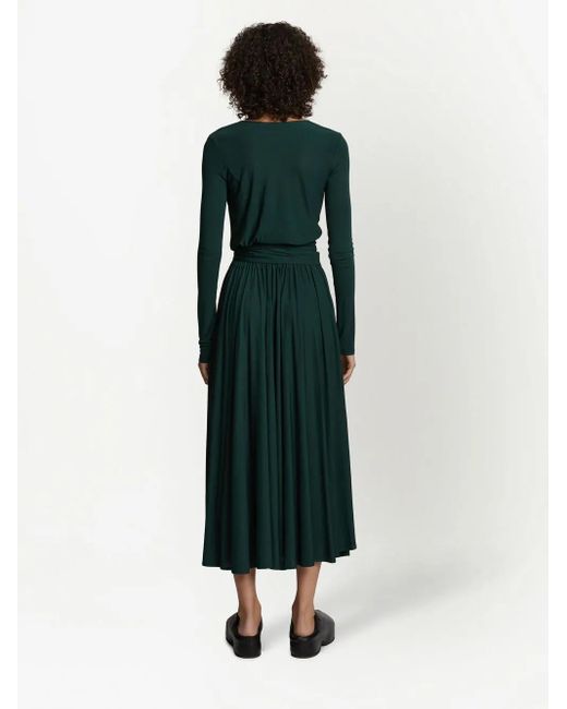 Proenza Schouler Green Long-Sleeved Crepe Wrap Dress