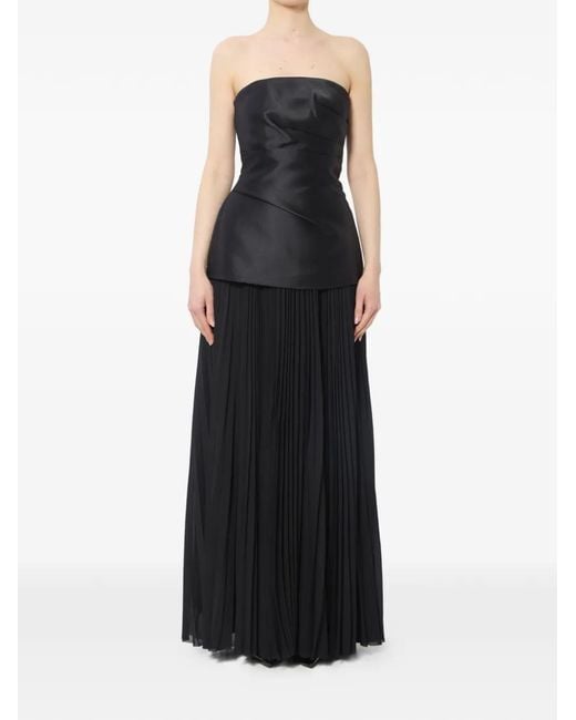 Solace London Black Claudette Pleated Maxi Dress