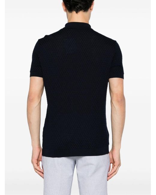 Paul & Shark Blue Textured Virgin Wool Polo Shirt for men