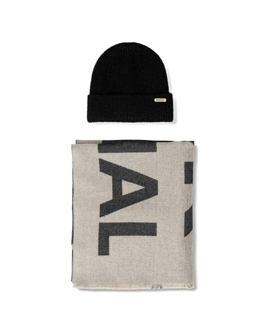 Barbour Black Ribbed-Knit Beanie Hat