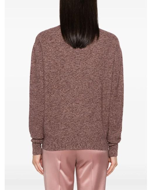 Kiton Brown Roll-Neck Speckle-Knit Jumper