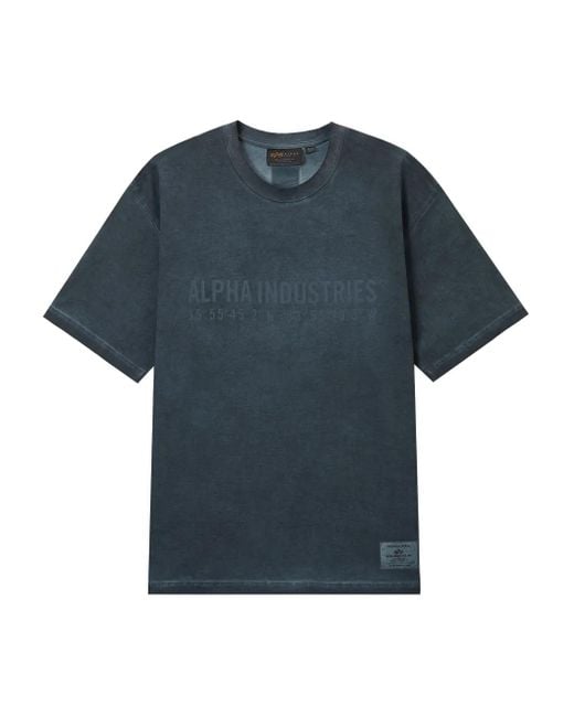 Alpha Industries Blue Logo-Print Crew-Neck T-Shirt for men
