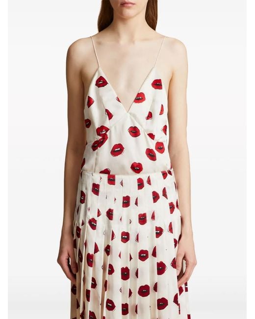 Khaite Red The Grisella Graphic-Print Top
