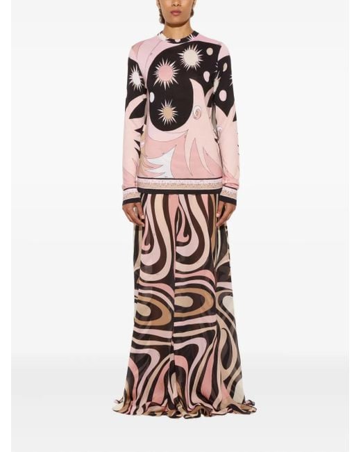 Emilio Pucci White Marmo-Print Maxi Skirt