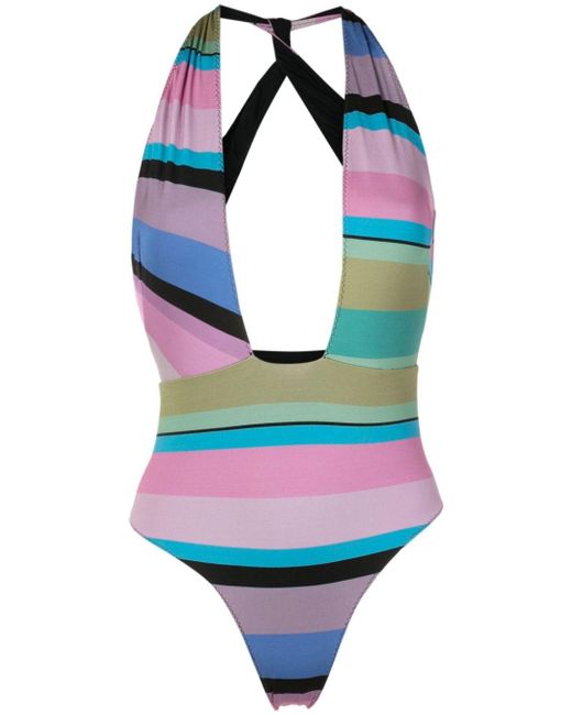 Clube Bossa Blue Welch Plunging Swimsuit