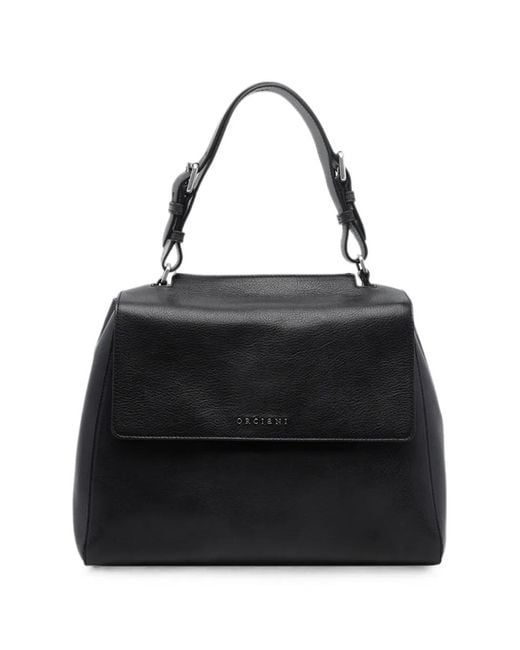 Orciani Black Sveva Leather Medium Handbag