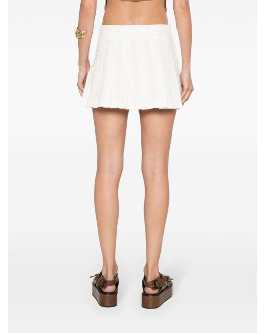 Blanca Vita White Pleated Cotton Mini Skirt