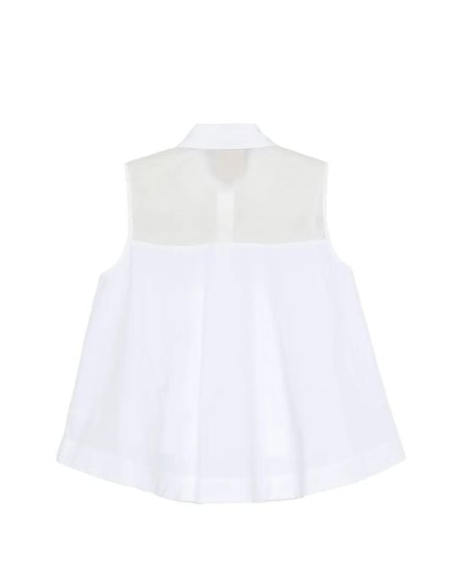 Semicouture White Blouse Plissée À Boutonnière