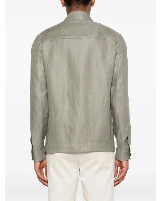 Corneliani Gray Button Flap-Pocket Jacket for men