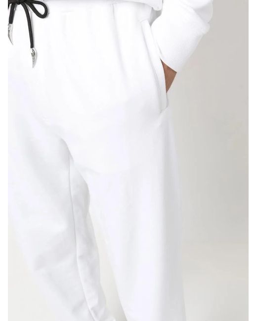 Roberto Cavalli White Logo-Print Cotton Track Pants for men