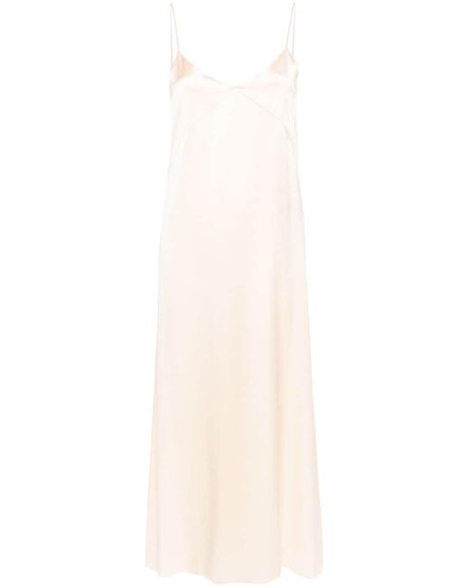 Fabiana Filippi White Satin Silk Maxi Dress