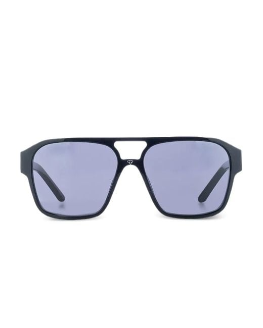 FACE HIDE Blue Double-Bridge Rectangle Sunglasses