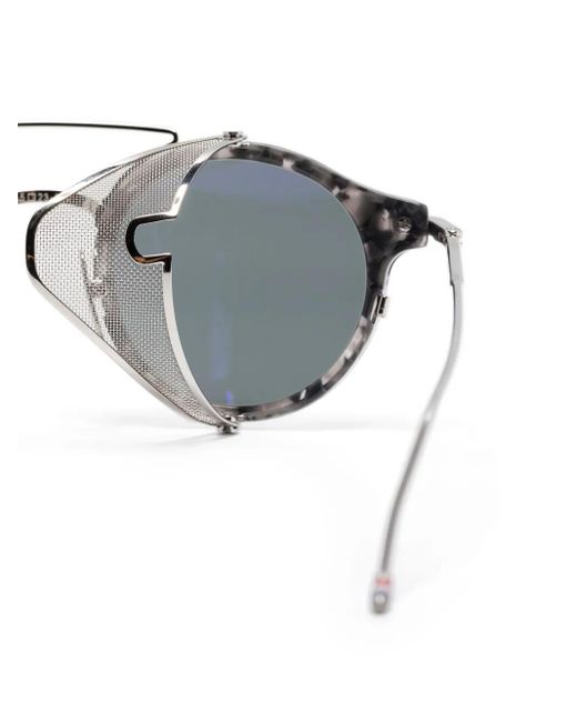 Thom Browne Gray Tortoiseshell Round Mirrored Sunglasses