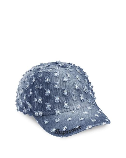Supreme Blue Casquette À Effet Usé Ornée De Strass for men