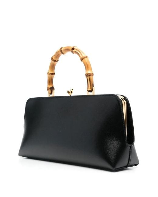 Jil Sander Black Bamboo-Handle Leather Satchel Bag