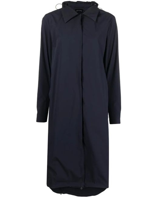 JOHANNA Paris Blue Classic-Collar Hooded Trench Coat