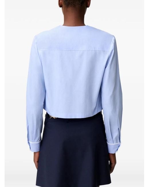 Claudie Pierlot Blue Cropped Long-Sleeve Shirt
