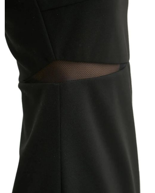 HUGO Black Square-Neck Mesh-Insert Midi Dress