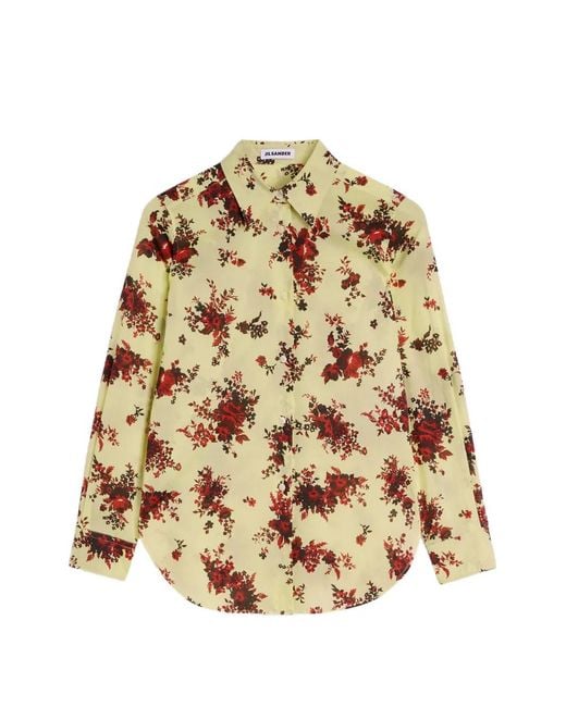 Jil Sander Metallic Floral-Print Cotton-Muslin Shirt