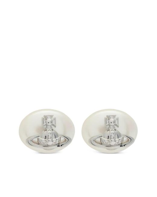 Vivienne Westwood White Orb Pearl Earrings