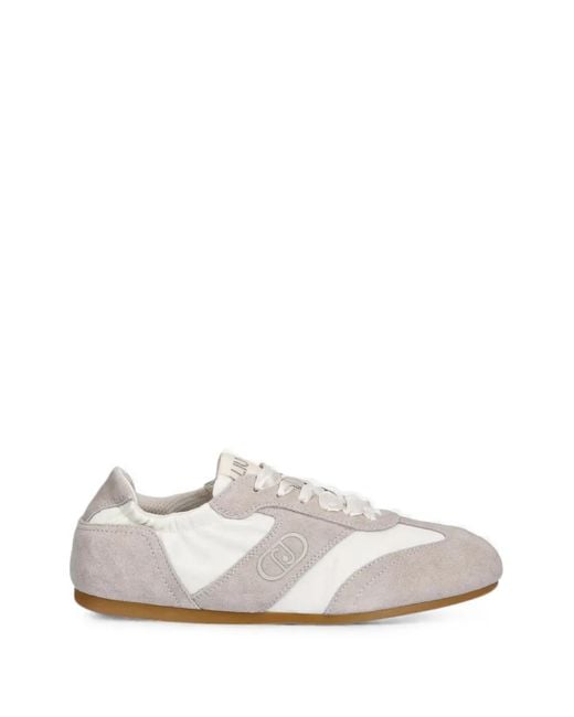 Liu Jo White Suede-Panelled Logo-Patch Sneakers