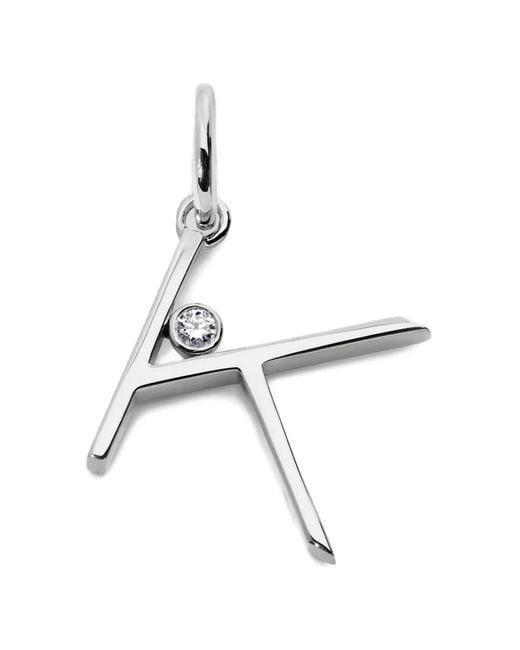 Monica Vinader Metallic Solitaire Diamond Initial Pendant