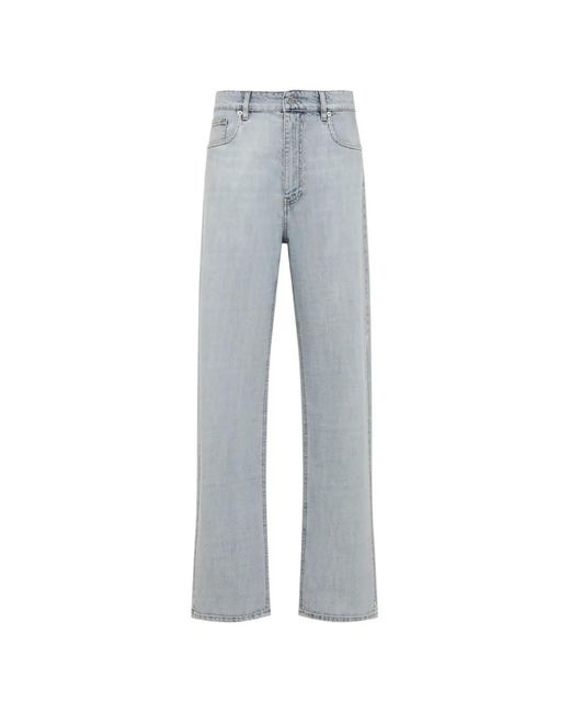 Miu Miu Gray Logo-Patch Straight-Leg Jeans