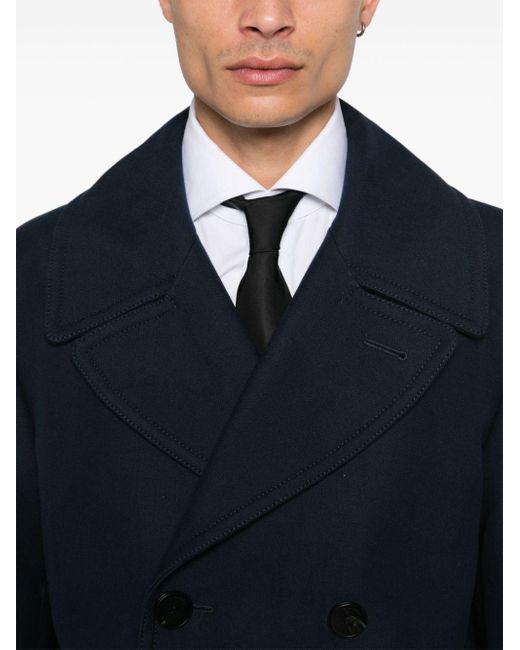 Alexander McQueen Blue Double-Breasted Peacoat for men