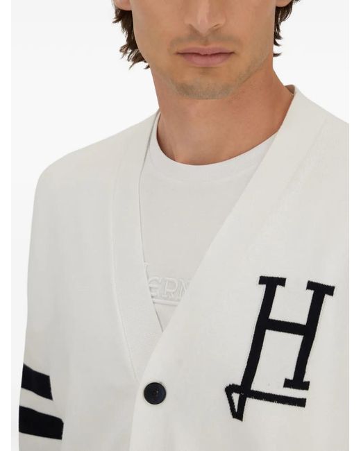 Herno White Logo-Detail Cardigan for men