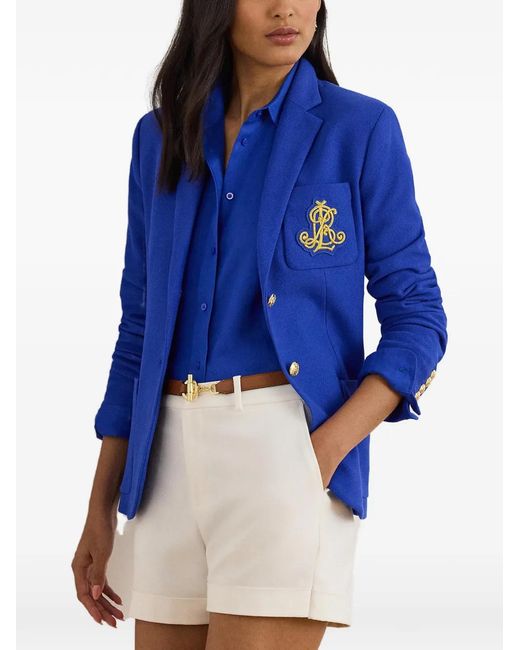 Ralph Lauren Blue Bullion Jacquard Single-Breasted Blazer