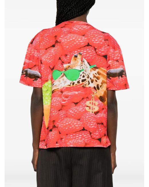 The Artistylist Red Graphic-Print Cotton T-Shirt