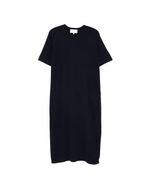 Bompard Blue Round-Neck Midi Dress
