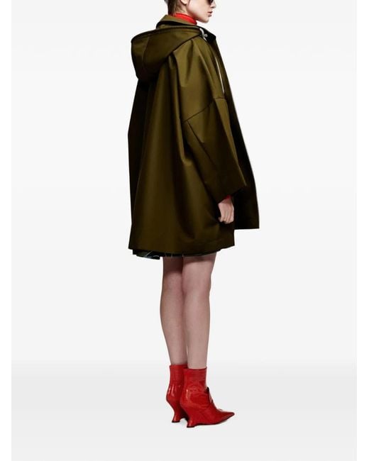 Essentiel Antwerp Green Krimson Hooded Coat