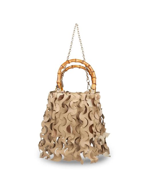 La Milanesa Metallic Oceano Bamboo-Handle Tote Bag