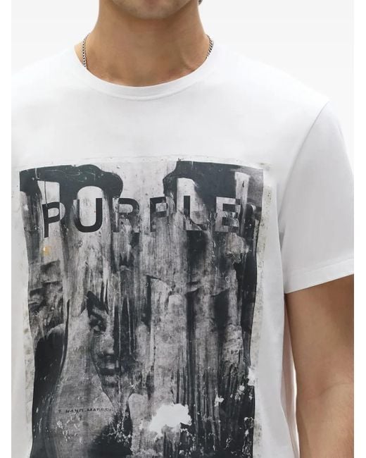 Purple Brand White Abstract-Print T-Shirt for men