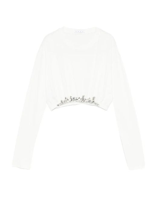 Area White Crystal-Embellished Sweater