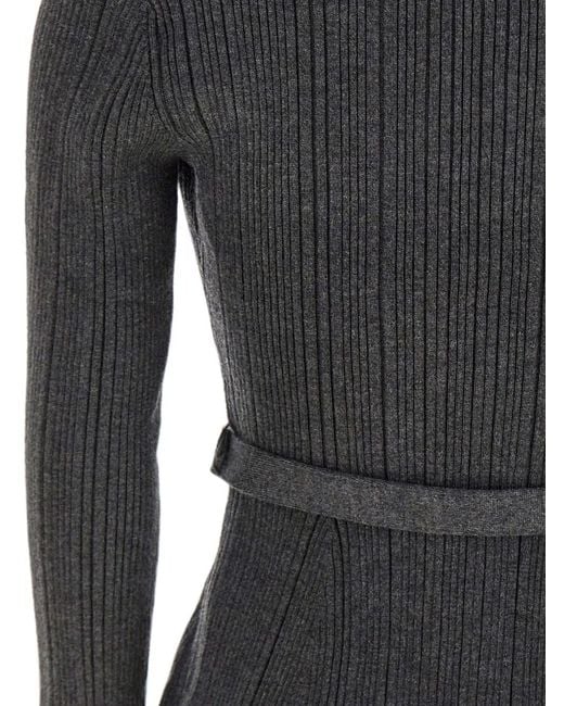 Self-Portrait Black Belted Ribbed-Knit Cardigan